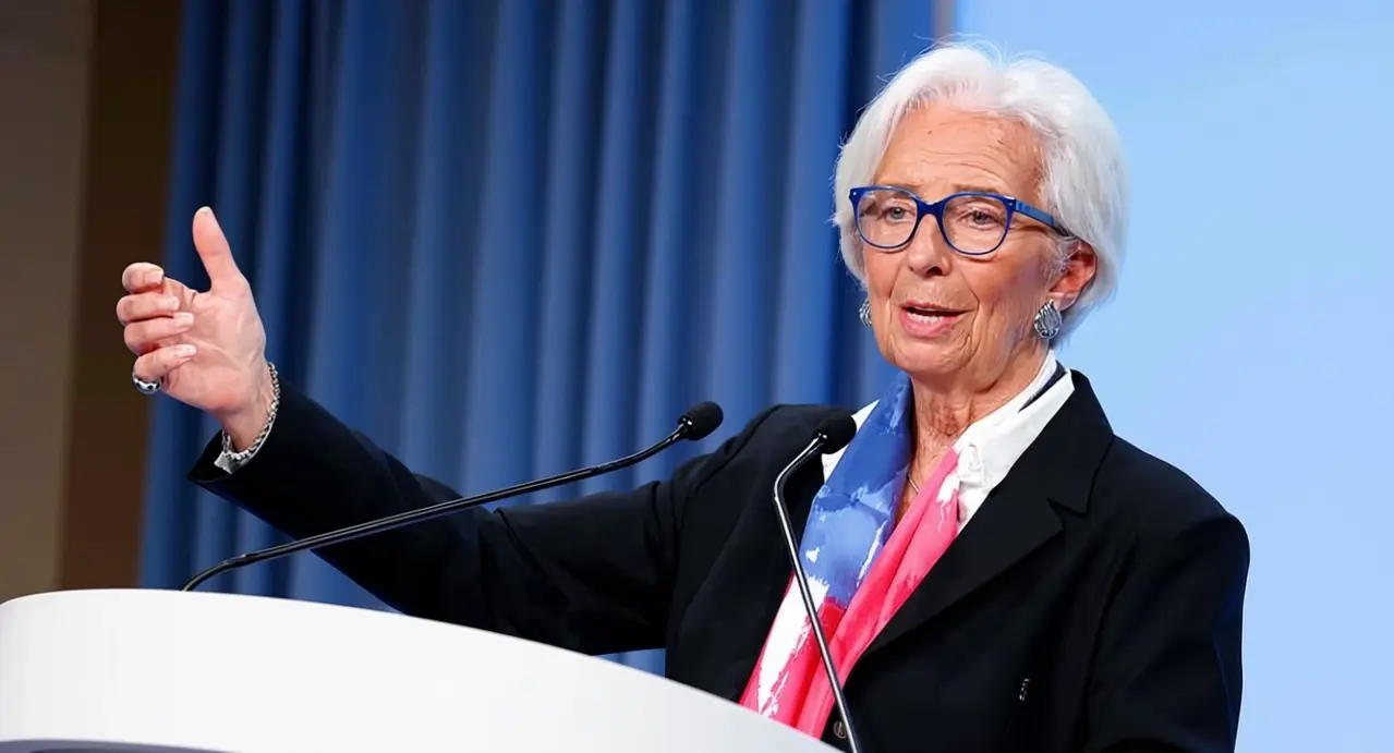 Una persona parla al podio durante una conferenza stampa, con microfoni davanti