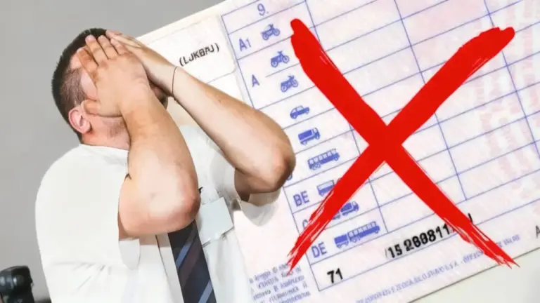 Persona con le mani sul viso davanti a una patente con una grande X rossa