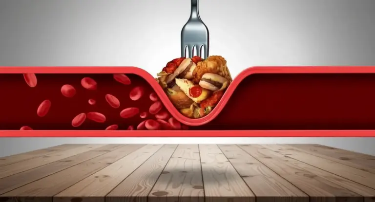 Illustrazione di un'arteria ostruita da cibi ricchi di grassi saturi